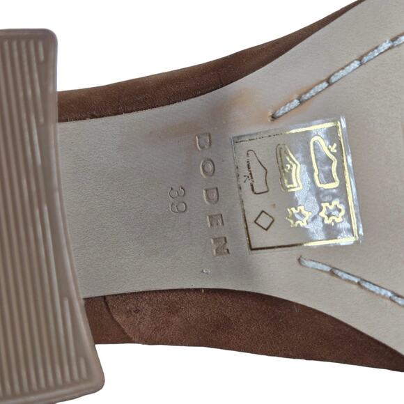 Boden Brown Suede Kiltie Tassel Loafers Womens 39 8.5 Block Heel British Preppy - Picture 11 of 11